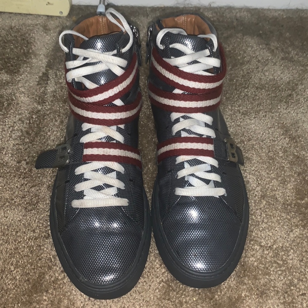Bally Heilmar Carbon Leather Size Zip Train High Top Sneakers size 9 VERY RARE